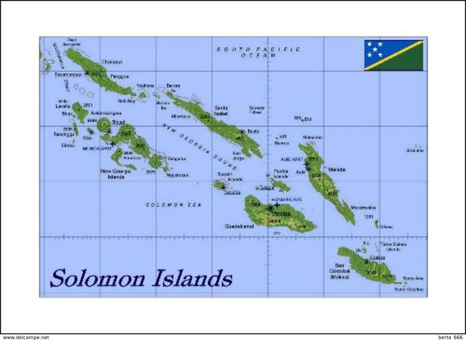 AK Salomonen Landkarte Solomon Islands Map New Postcard - Salomoninseln