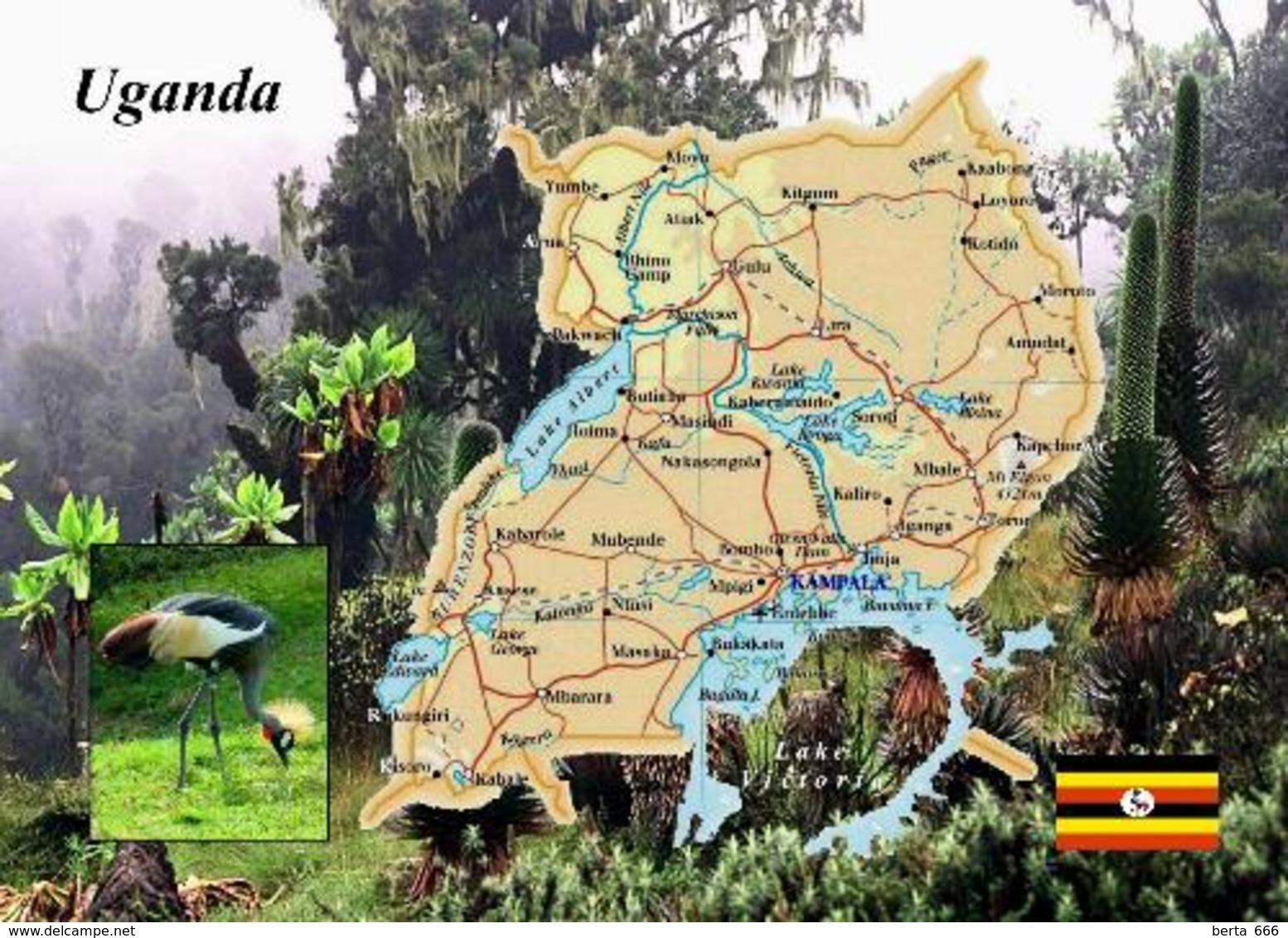 AK Uganda Landkarte Country Map New Postcard - Uganda