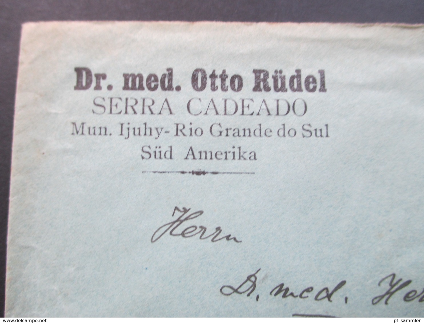 Brasilien 1939 Ovaler Violetter Stempel Correios Telegraphos Rio Grande Do Sul Dr. Med. Otto Rüdel Serra Cadeado - Lettres & Documents