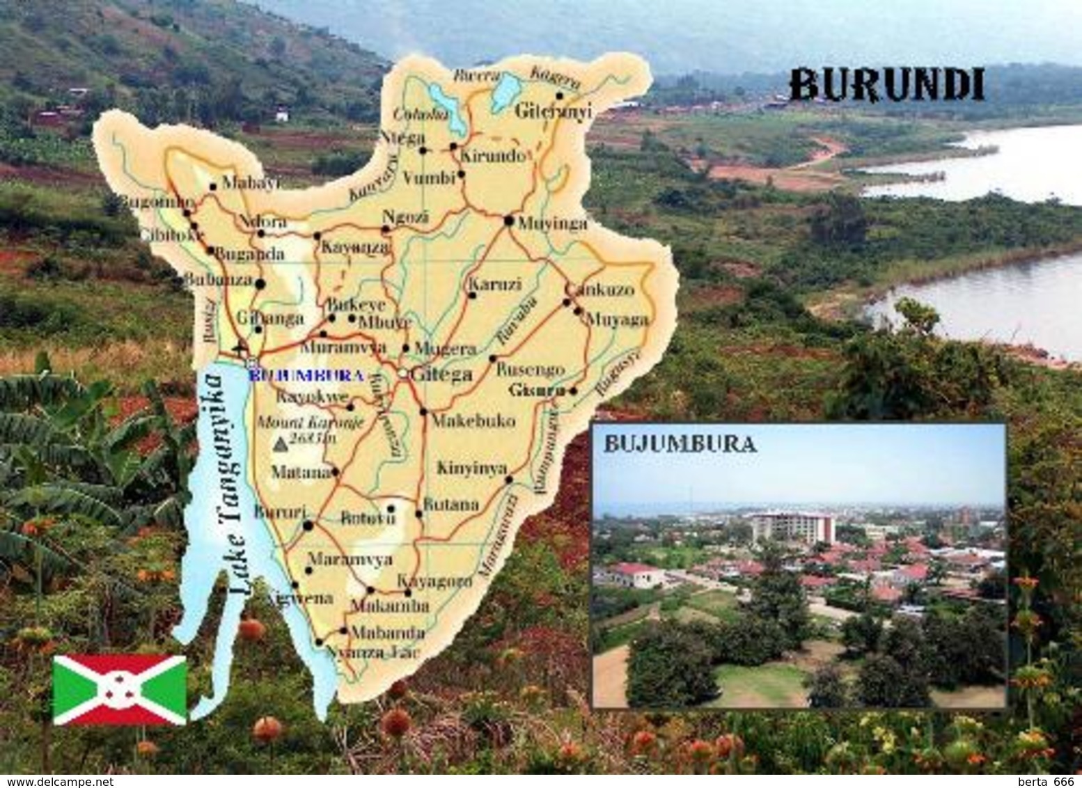 AK Landkarte Burundi Map New Postcard - Burundi