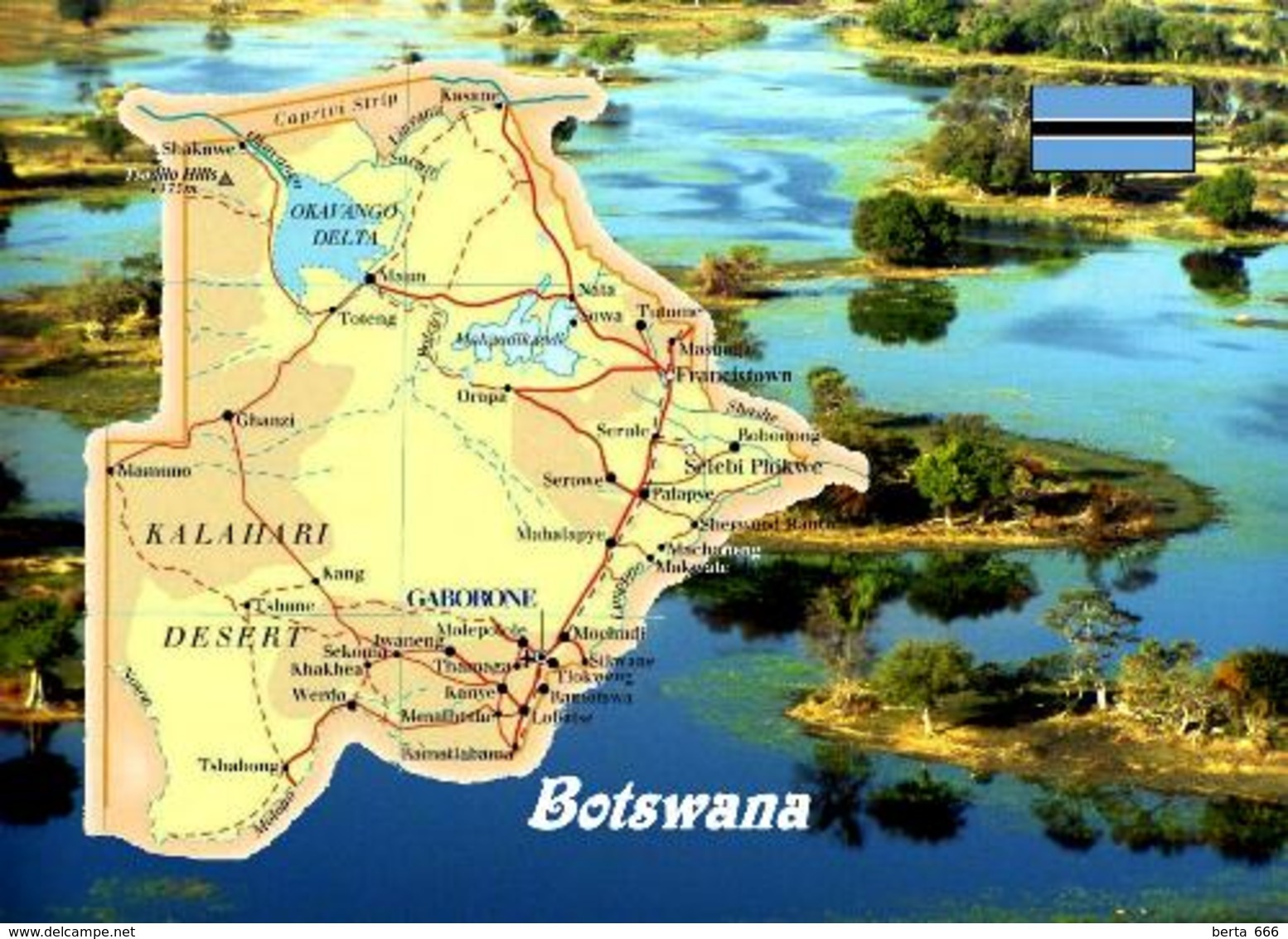 Botswana Country Map New Postcard Landkarte AK - Botsuana