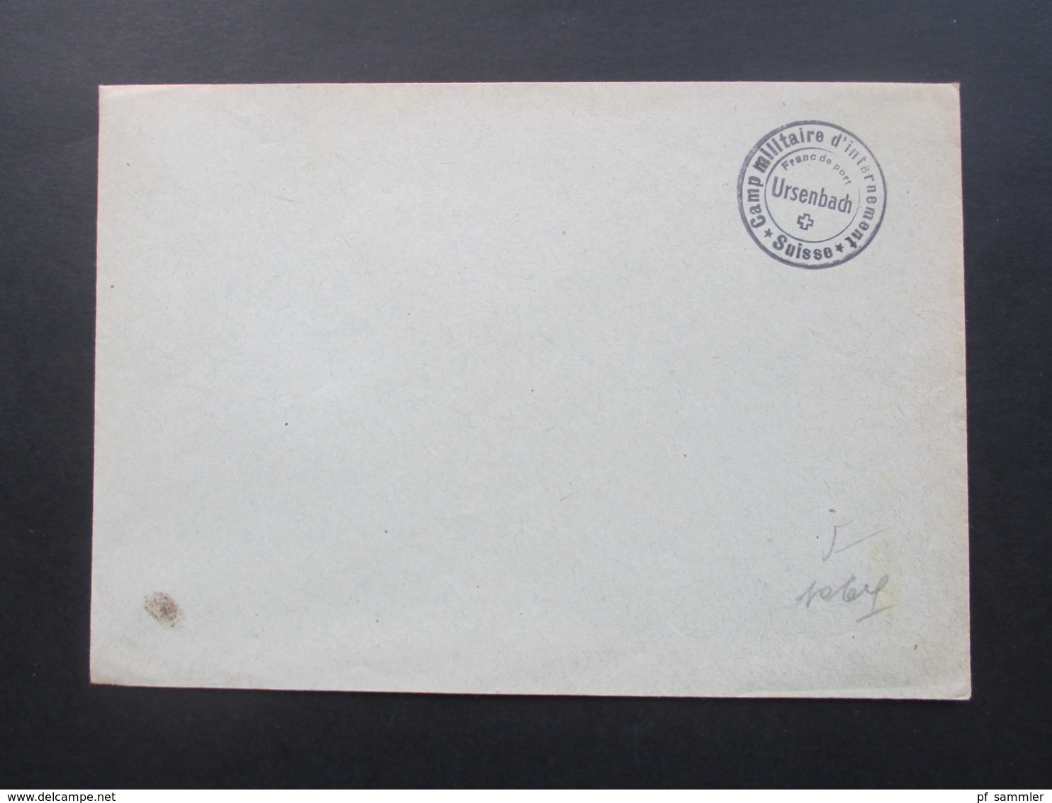 Schweiz Militärpost Blankoumschlag Stempel Camp Militaire D'internement Suisse Ursenbach / Kriegsgefangenlager POW - Storia Postale