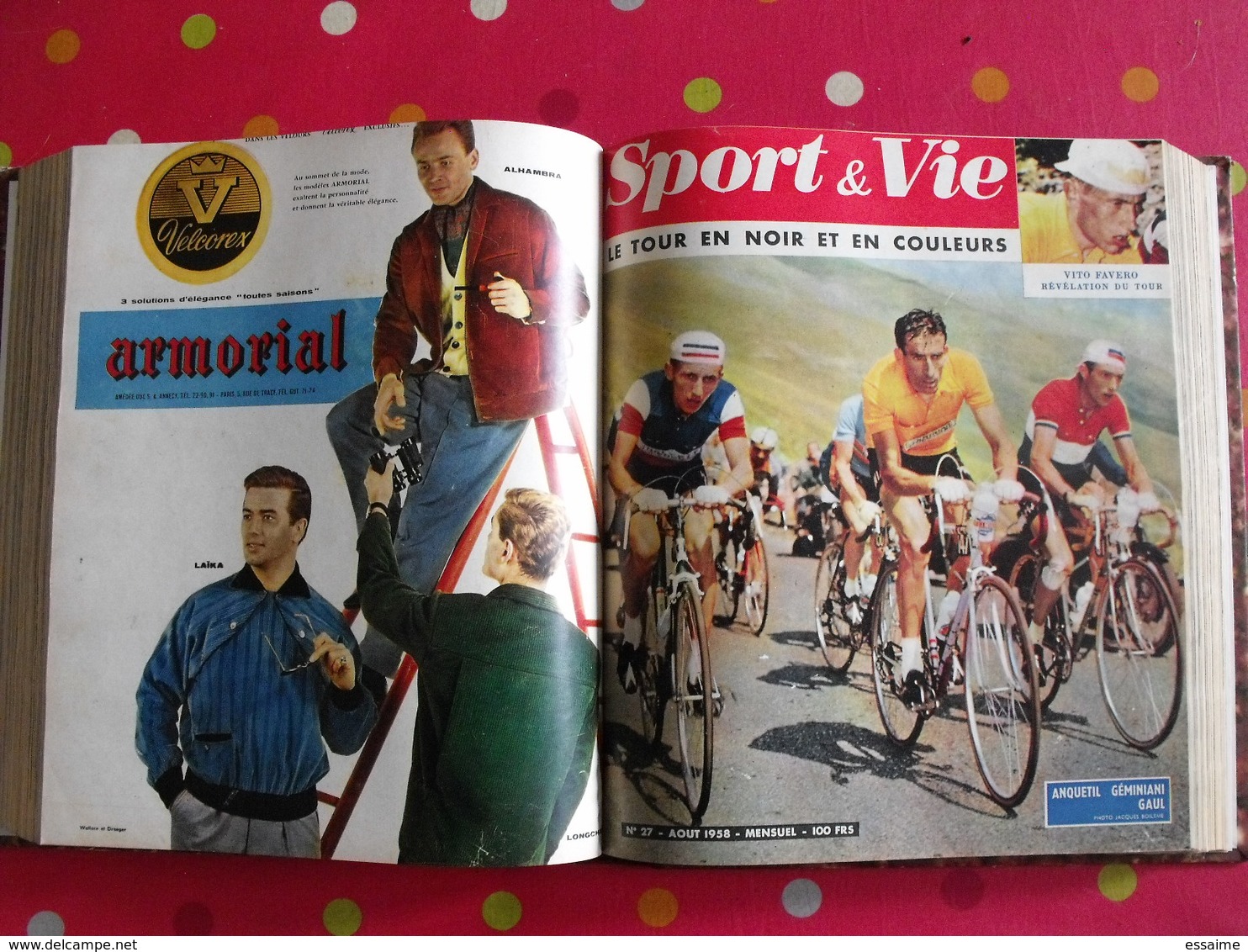 reliure recueil mensuel Sport & Vie. 1958. 12 n° 20 à 31. tour de France Gaul. Boxe rugby football tennis