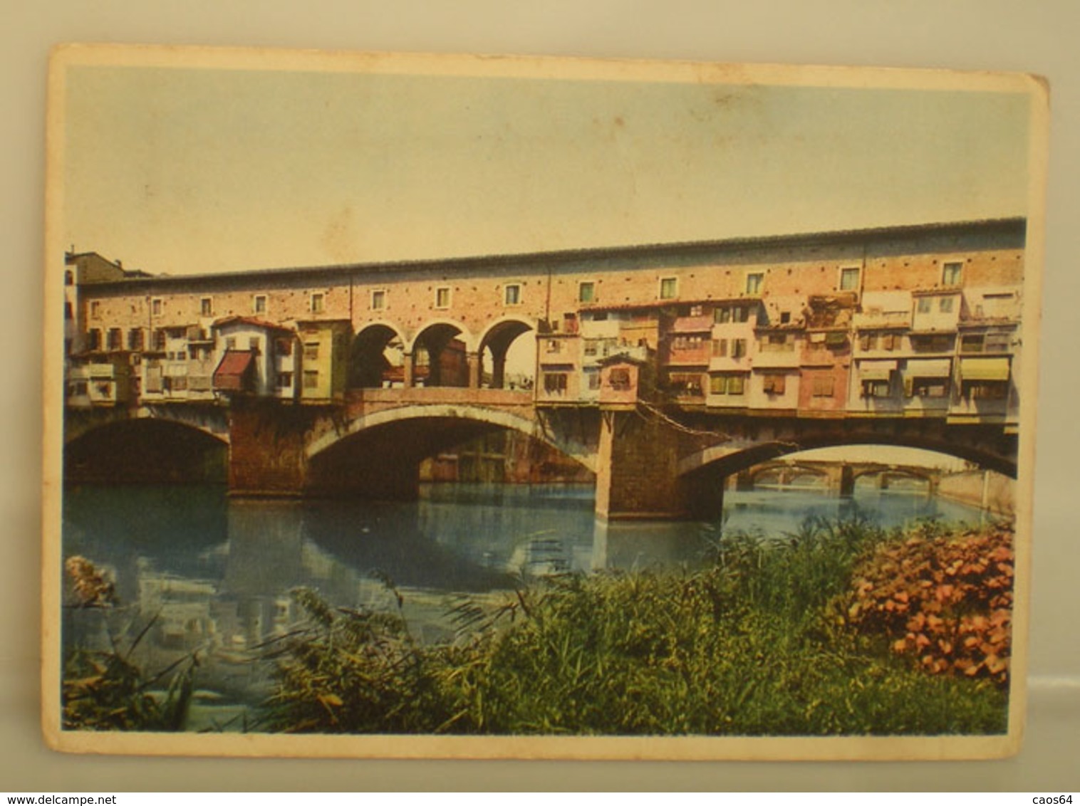 Firenze Arno Ponte Vecchio CARTOLINA 1939 Imperiale Con Targhetta Storia Postale - Firenze