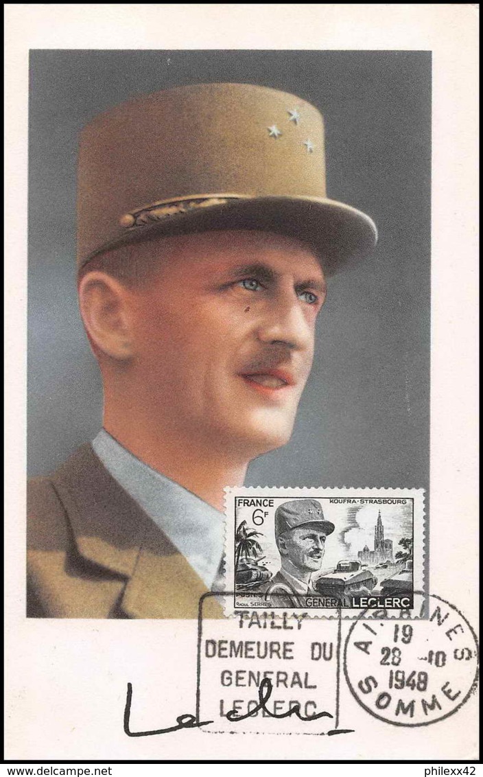 0520/ Carte Maximum (card) France N°815 Général Leclerc Hautecloque Tailly Airanes 28/10/1948 - 1940-1949