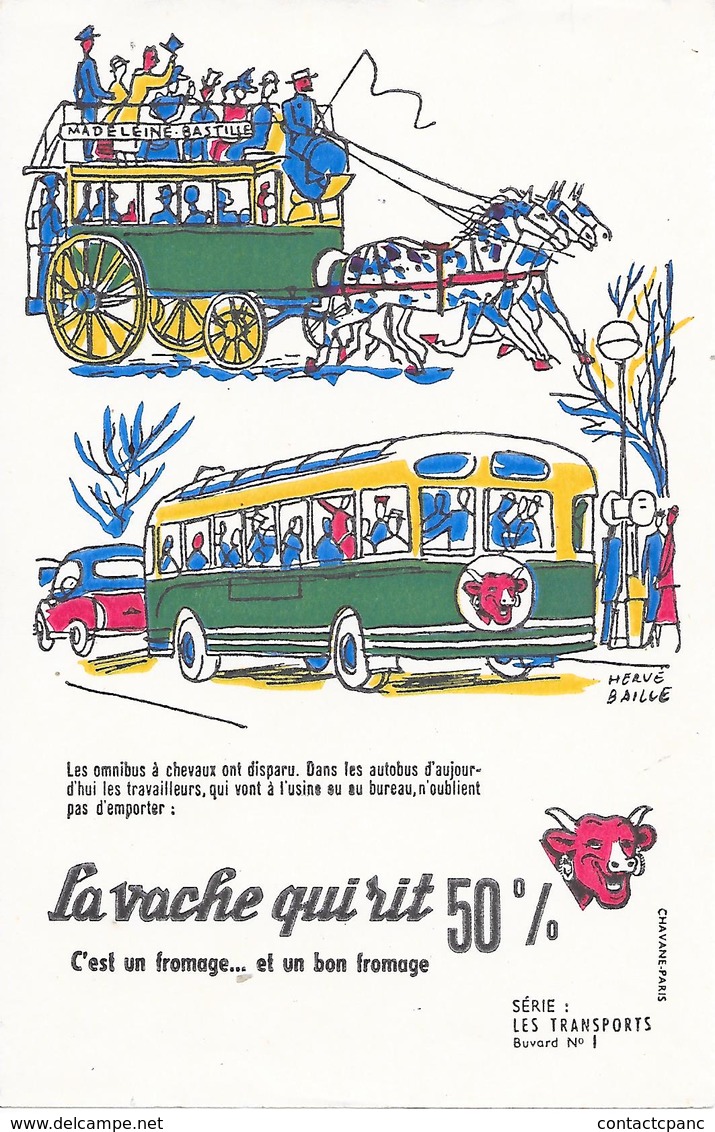 LA  VACHE QUI  RIT -  - BUVARD  ( Format = 13,5cm X 21cm ) - Illustrateur = Hervé Baille - Transport