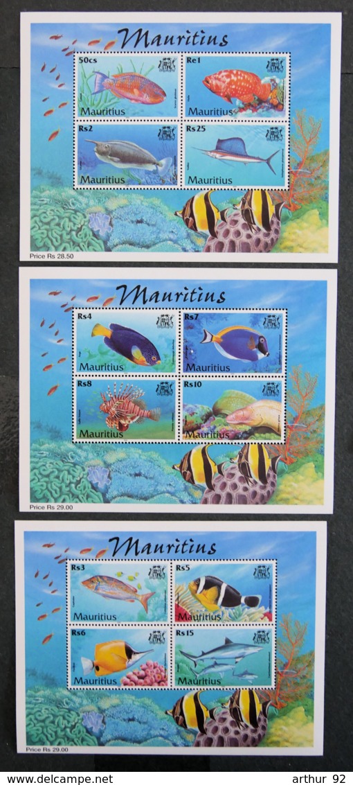 ILE MAURICE - MAURITIUS - 2000 - YT BF 23 à 25 ** - SERIE COURANTE - POISSONS - Mauritius (1968-...)