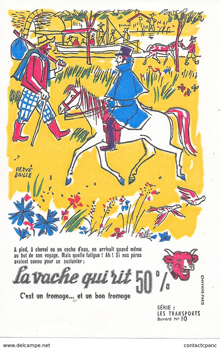 LA  VACHE QUI  RIT -  - BUVARD  ( Format = 13,5cm X 21cm ) - Illustrateur = Hervé Baille - Trasporti