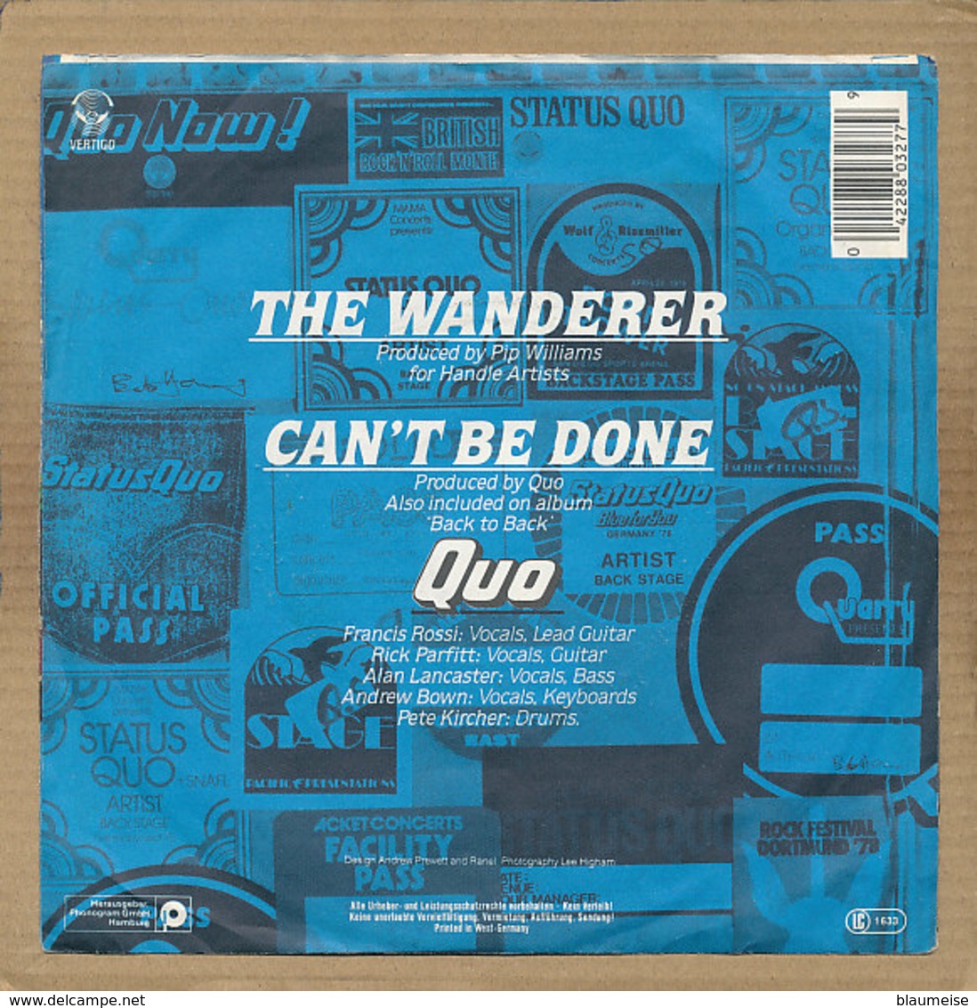 7" Single, Status Quo, The Wanderer - Rock