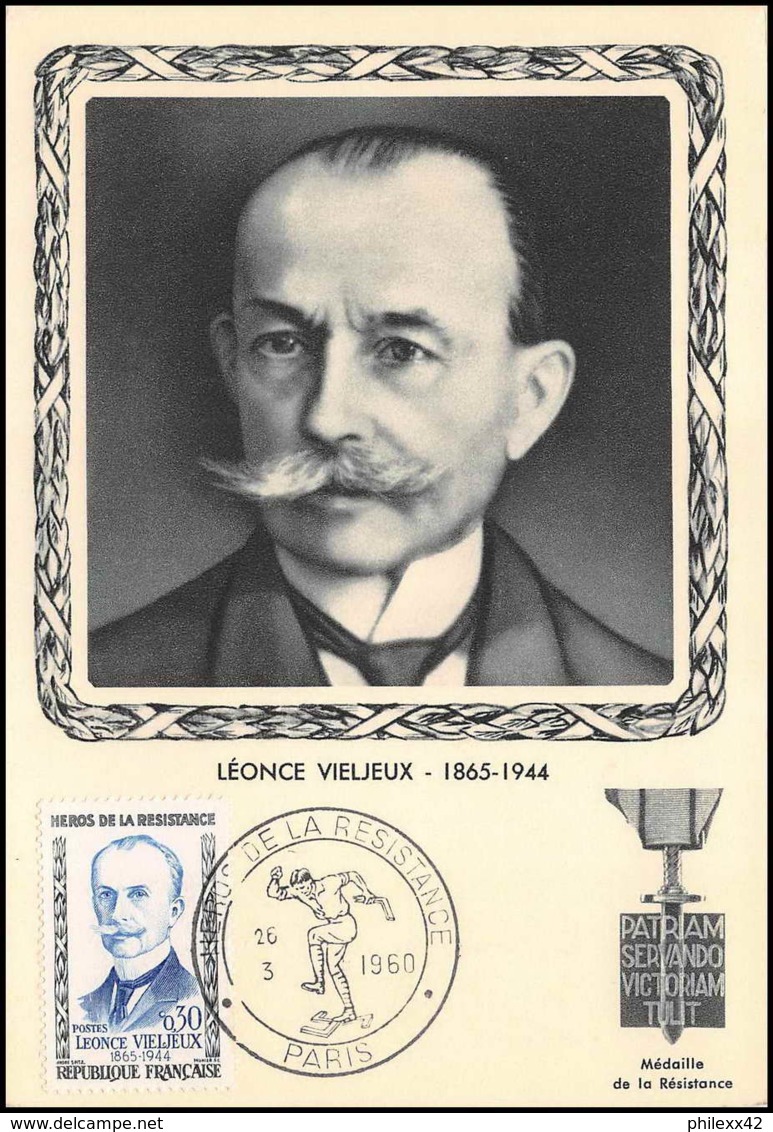 1515/ Carte Maximum (card) France N°1251 Héros De La Résistance Léonce Vieljeux - 1960-1969