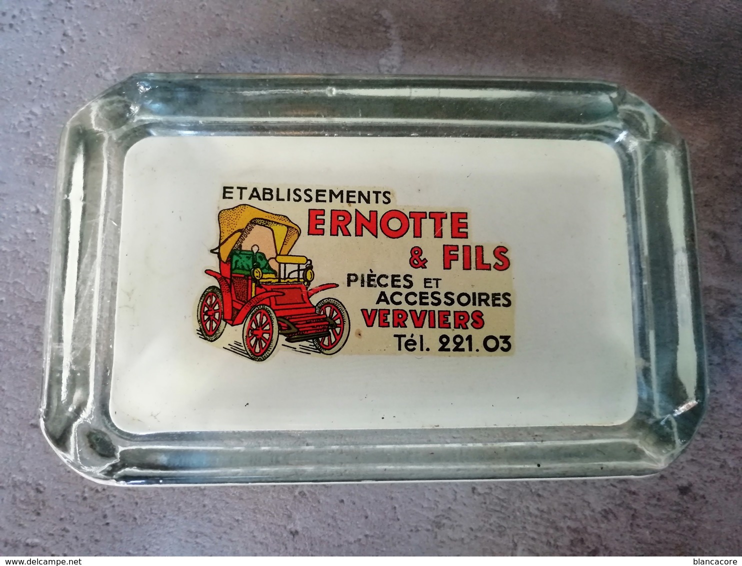 VERVIERS Ets ERNOTTE Accessoires Pour Auto Superbe Cendrier Vers 1950 - Glass