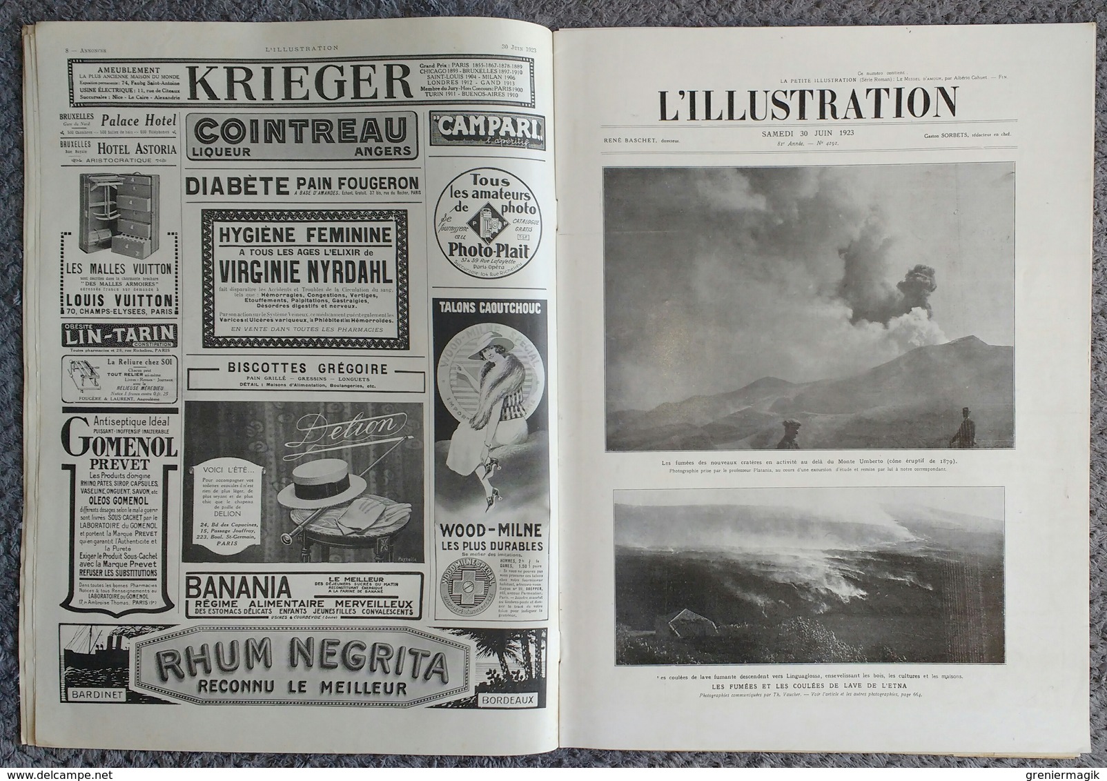 L'Illustration 4191 30 juin 1923 Aéro-club de France SEM/Les Tanagras d'Arles/Etna/Stamboulisky/Parthenay/Finistère