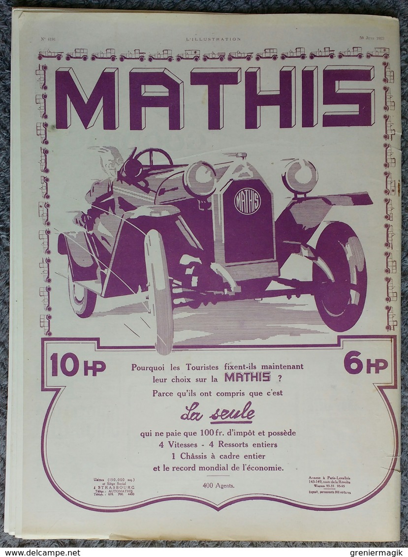 L'Illustration 4191 30 juin 1923 Aéro-club de France SEM/Les Tanagras d'Arles/Etna/Stamboulisky/Parthenay/Finistère