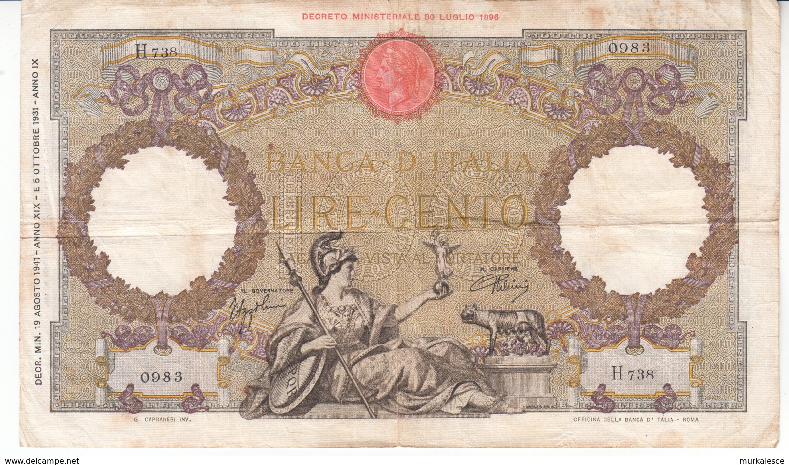 3984  ITALI 100   CENTO   LIRE - 100 Lire