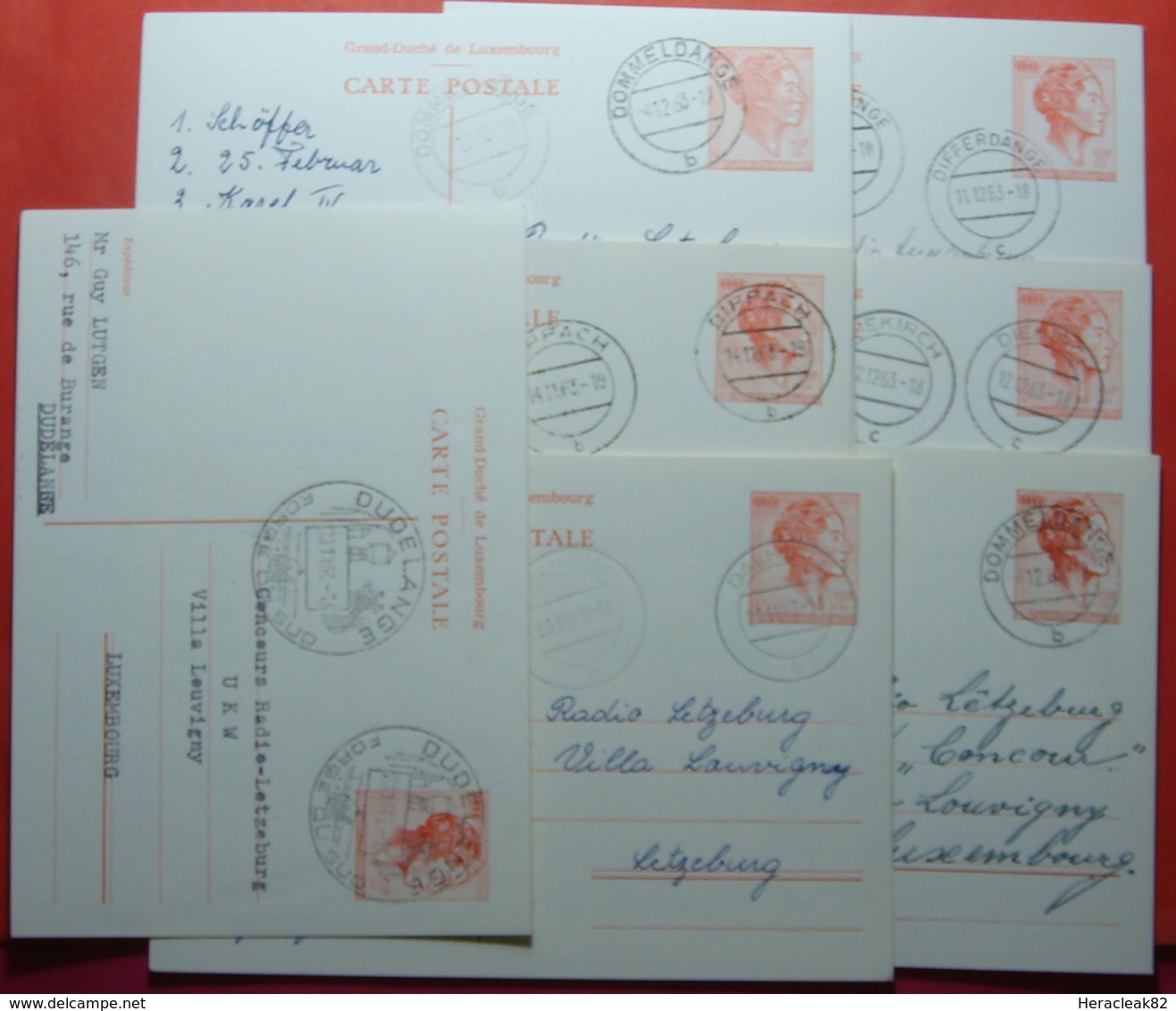 D 1963 Lot 7 X Carte Postale 2 Franc, DIFFERENT CITY SEALS - Stamped Stationery