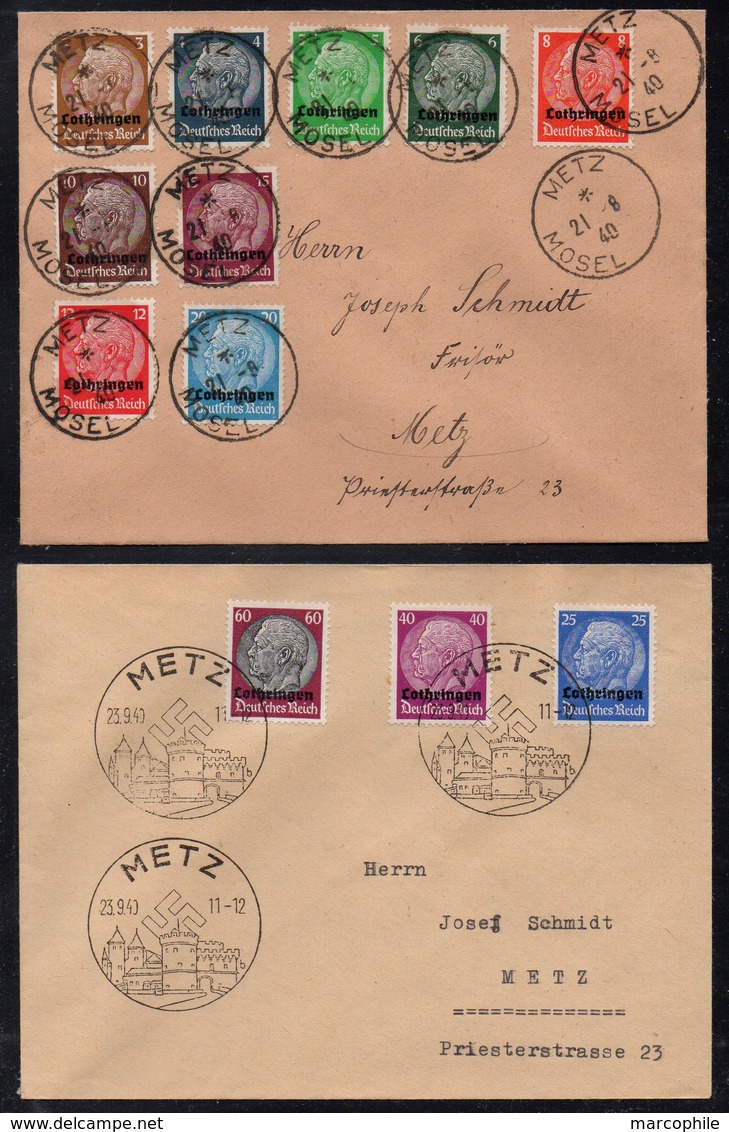 METZ - MOSELLE / 1940 SERIE COMPLETE # 24 A 39 OBLITEREE SUR 4 ENVELOPPES / 2 IMAGES / COTE +35 € (ref 7894) - Autres & Non Classés