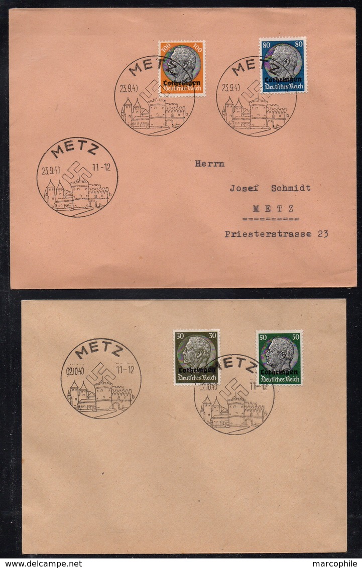 METZ - MOSELLE / 1940 SERIE COMPLETE # 24 A 39 OBLITEREE SUR 4 ENVELOPPES / 2 IMAGES / COTE +35 € (ref 7894) - Autres & Non Classés