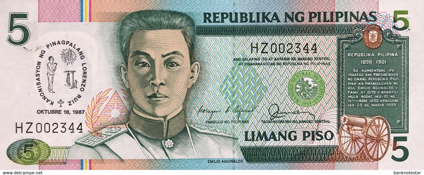 Philippines 5 Piso, P-176 (1987) - UNC - Independence Declaration Banknote - Philippinen