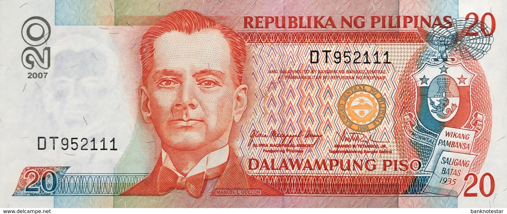 Philippines 20 Piso, P-182j (2007) - UNC - Signature 18 - Filippine