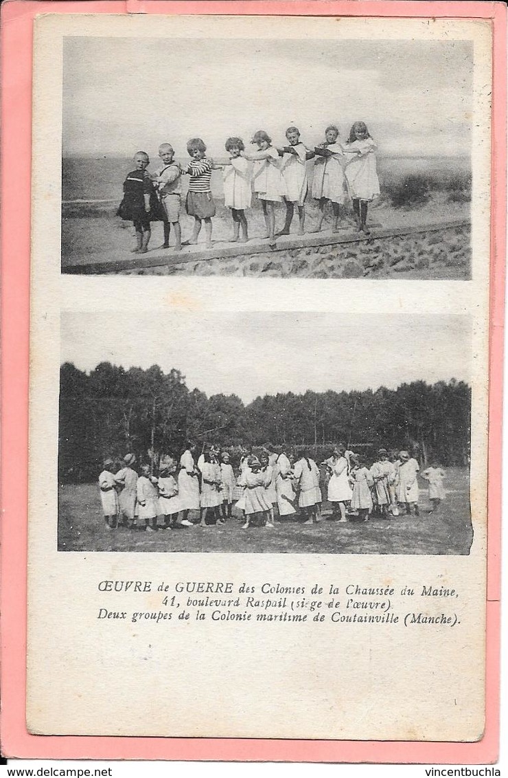 Oeuvre De Guerre Des Colonies De La Chaussée Du Maine Deux Groupes De La Colonie Maritime De Coutainville - Autres & Non Classés