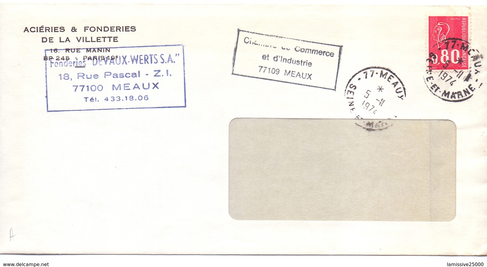 France Lettre Greve Des Postes 1974 Cachet De La Chambre De Commerce De Meaux Seine Et Marne - Dokumente