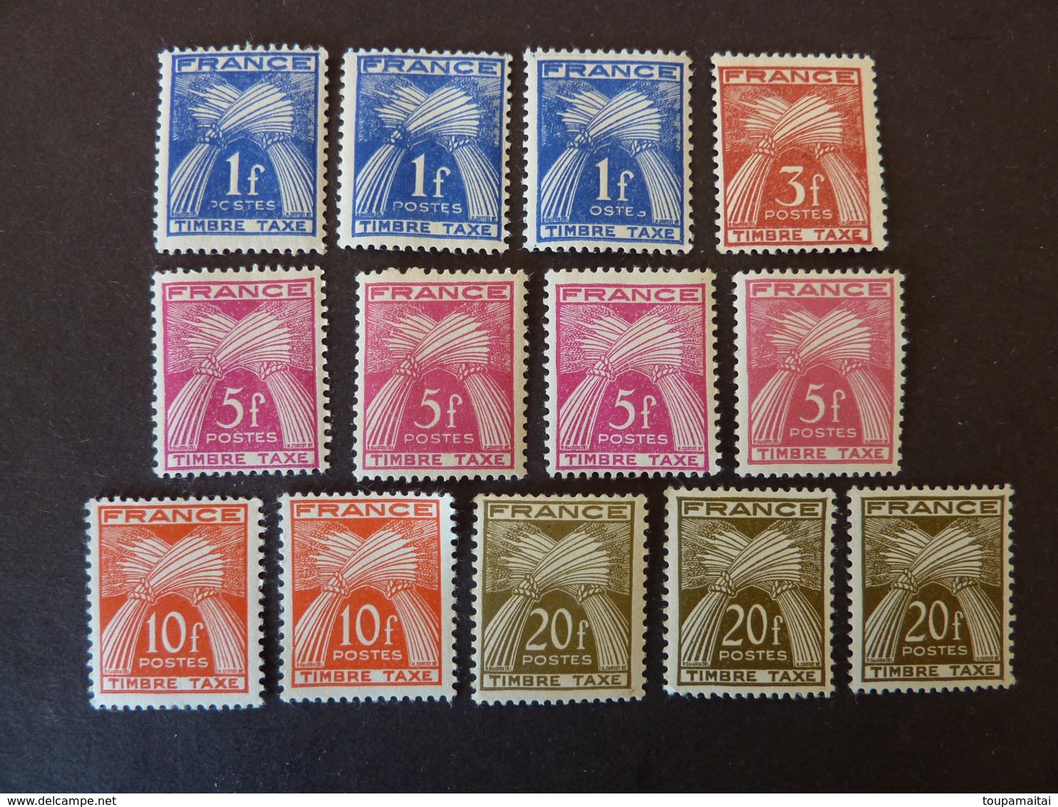 FRANCE, Année 1946-55, TIMBRES TAXE, Lot De 13 Timbres Neufs MNH** - 1859-1959 Nuovi