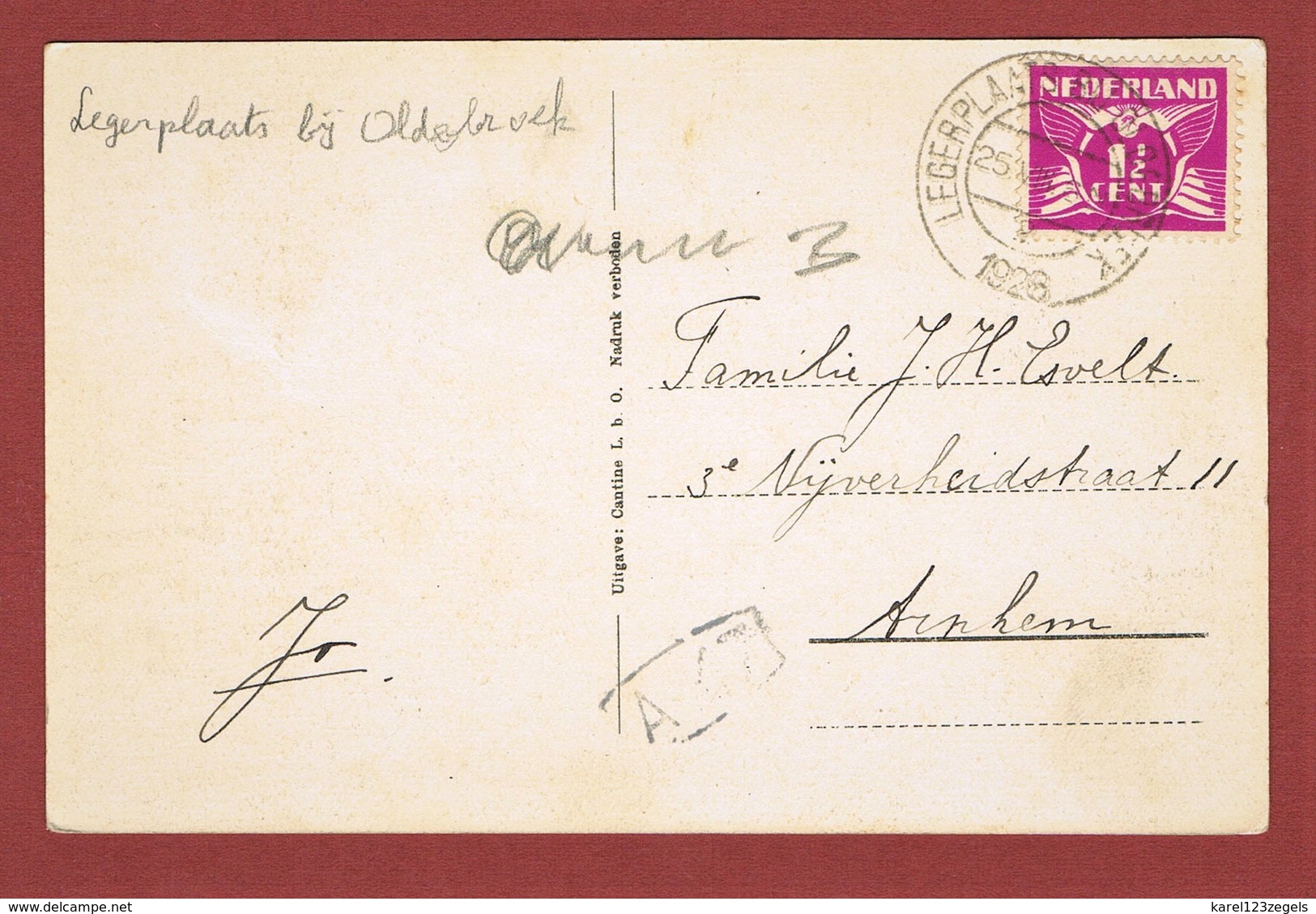 Zichtkaart Legerplaats Oldenbroek Met Gelijknamige Stempel  Uit 1923 2 Scan - Lettres & Documents