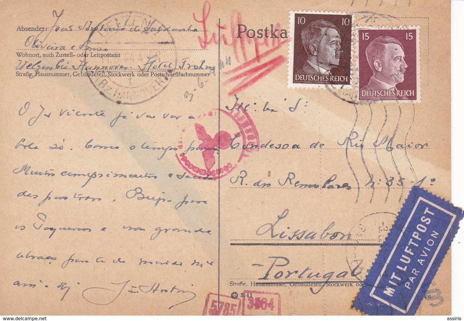 Portugal -Alemania 8 Cartas Circuladas - Autres & Non Classés