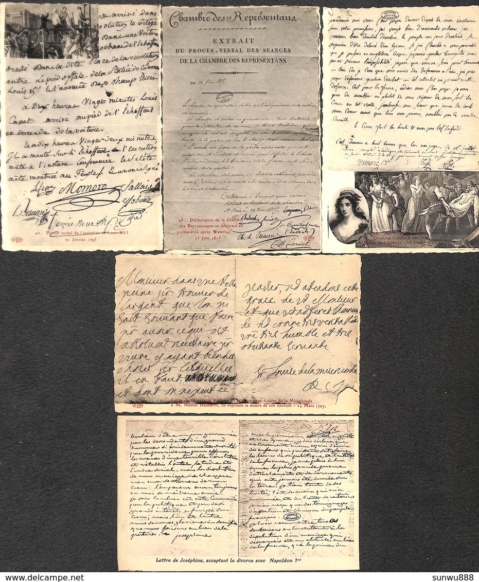 Lot 41 Cartes  - Histoire De France - Procès Verbal - Lettres Célébres - Guillotine...Napoléon..peu Fréquent - Familles Royales