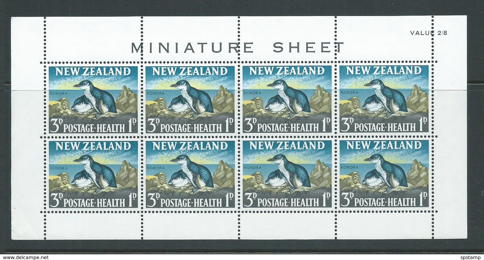 New Zealand 1964 Health Charity 3d Penguin Miniature Sheets MNH , Light Crease At Margin LL - Unused Stamps