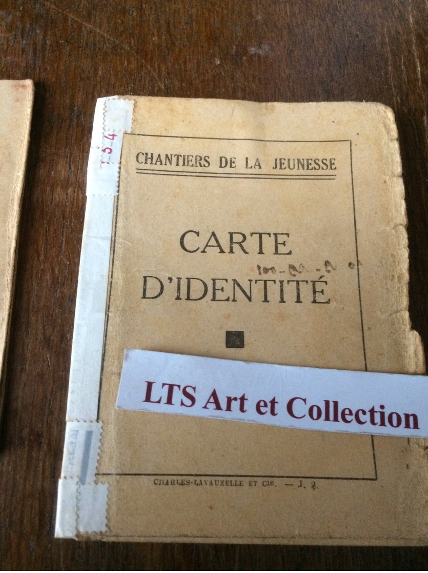 GUERET  FFI  CARTE IDENTITÉ CHANTIERS DE JEUNESSE+ CARTE  GROUPEMENT DES REFRACTAIRES & MAQUISARDS +DOCUMENTS D;ÉPOQUE. - Documenti