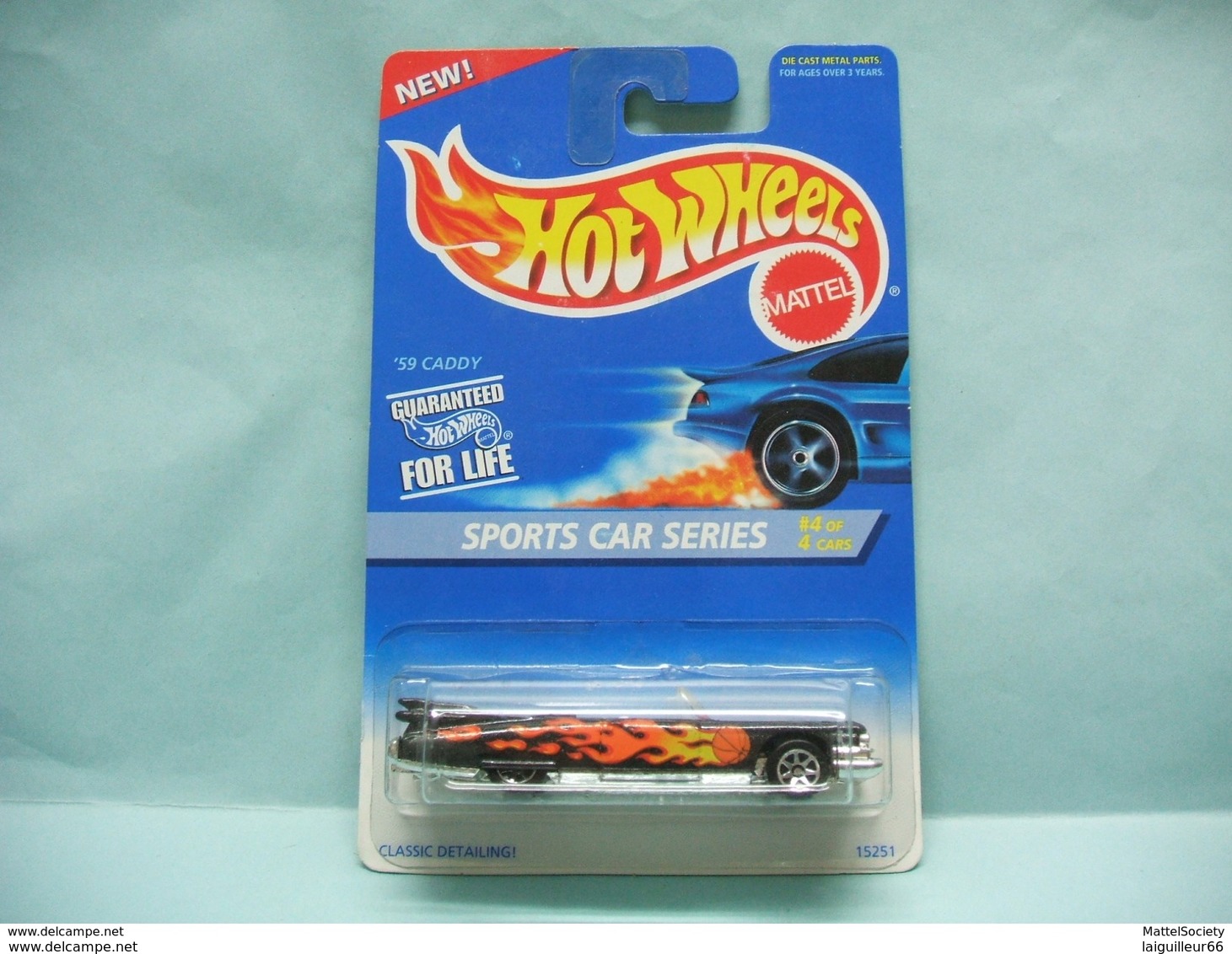 Hot Wheels - '59 CADDY CADILLAC ELDORADO 1959 - 1996 Sport Car - Collector 407 HOTWHEELS US Long Card 1/64 - HotWheels