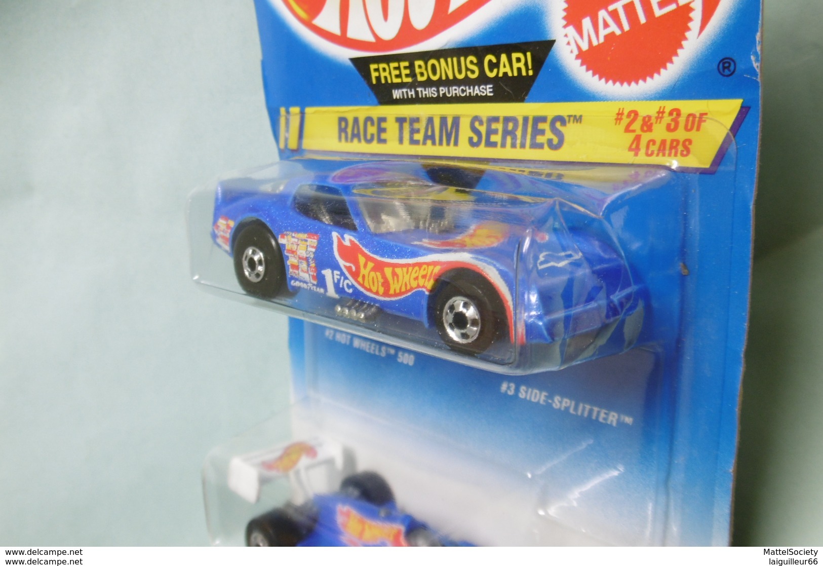 Hot Wheels 2 Pack - SIDE-SPLITTER FIREBIRD + HOT WHEELS 500 - 1995 Race Team - HOTWHEELS US Long Card 1/64 - HotWheels