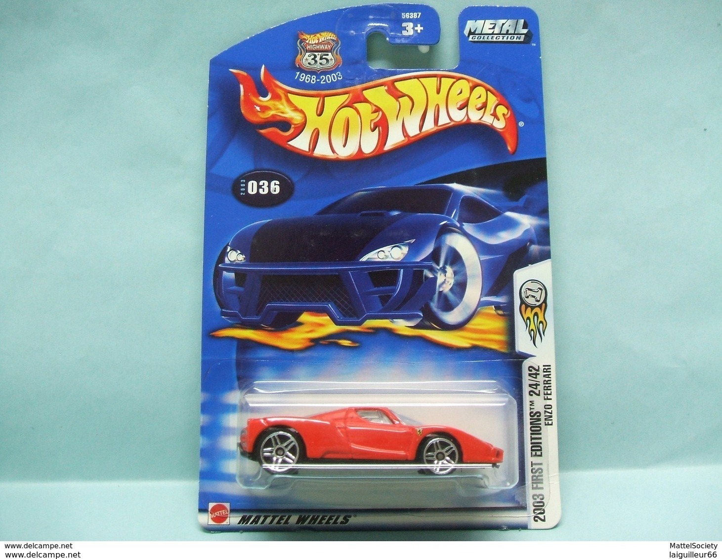 Hot Wheels - ENZO FERRARI - 2003 First Editions - Collector 36 HOTWHEELS US Long Card 1/64 - HotWheels