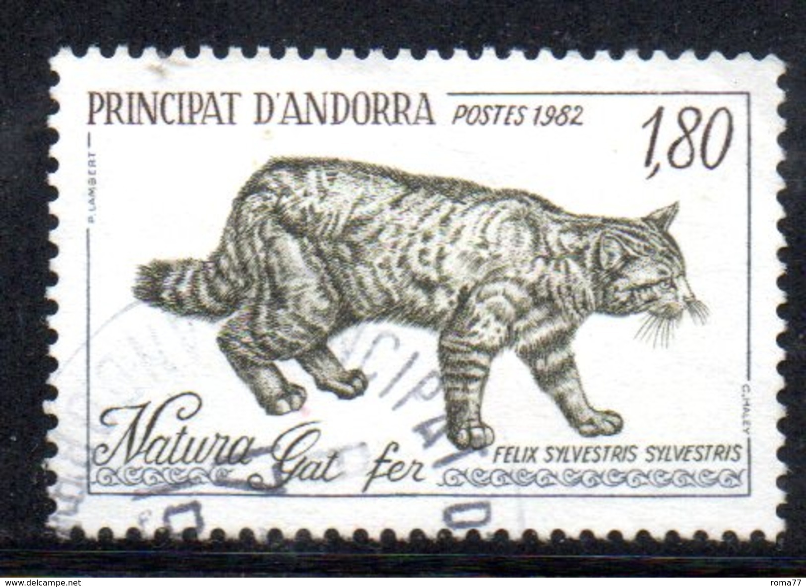 Y2005 - ANDORRA 1982 , Unificato N. 306 Usato . GATTO SELVATICO - Usados