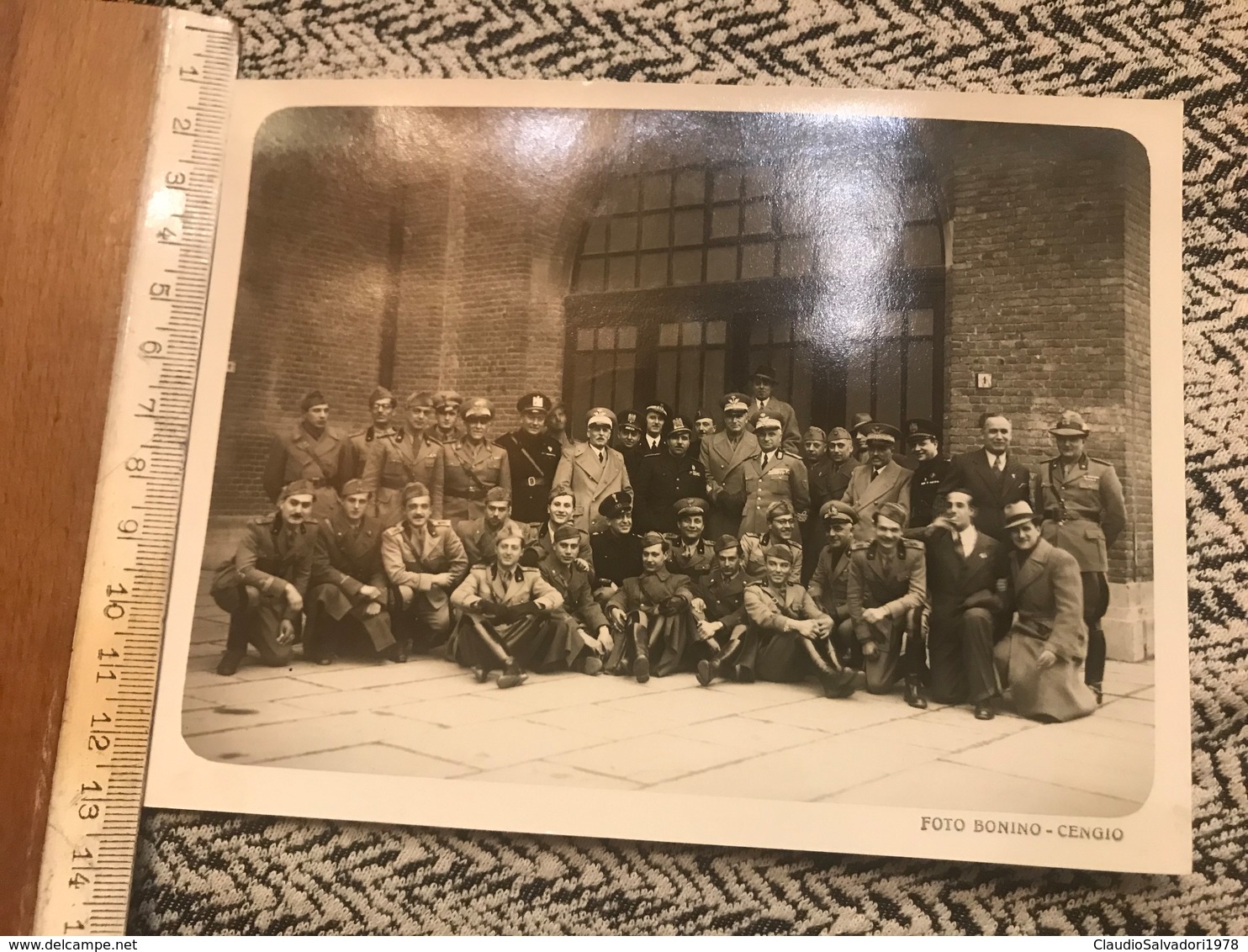 1940 Foto Grande Formato Gruppo Ufficiali Camice Nere Generali Prima Brigata - Guerre, Militaire