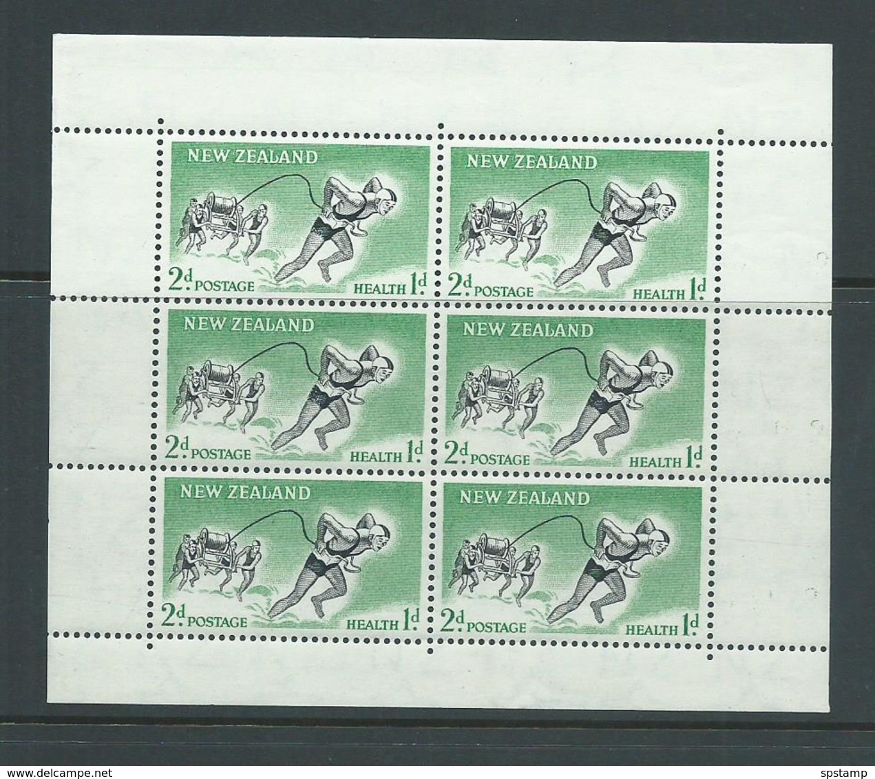 New Zealand 1957 2d + 1d Lifesaver Health Charity Miniature Sheets Upright Watermark MLH - Unused Stamps
