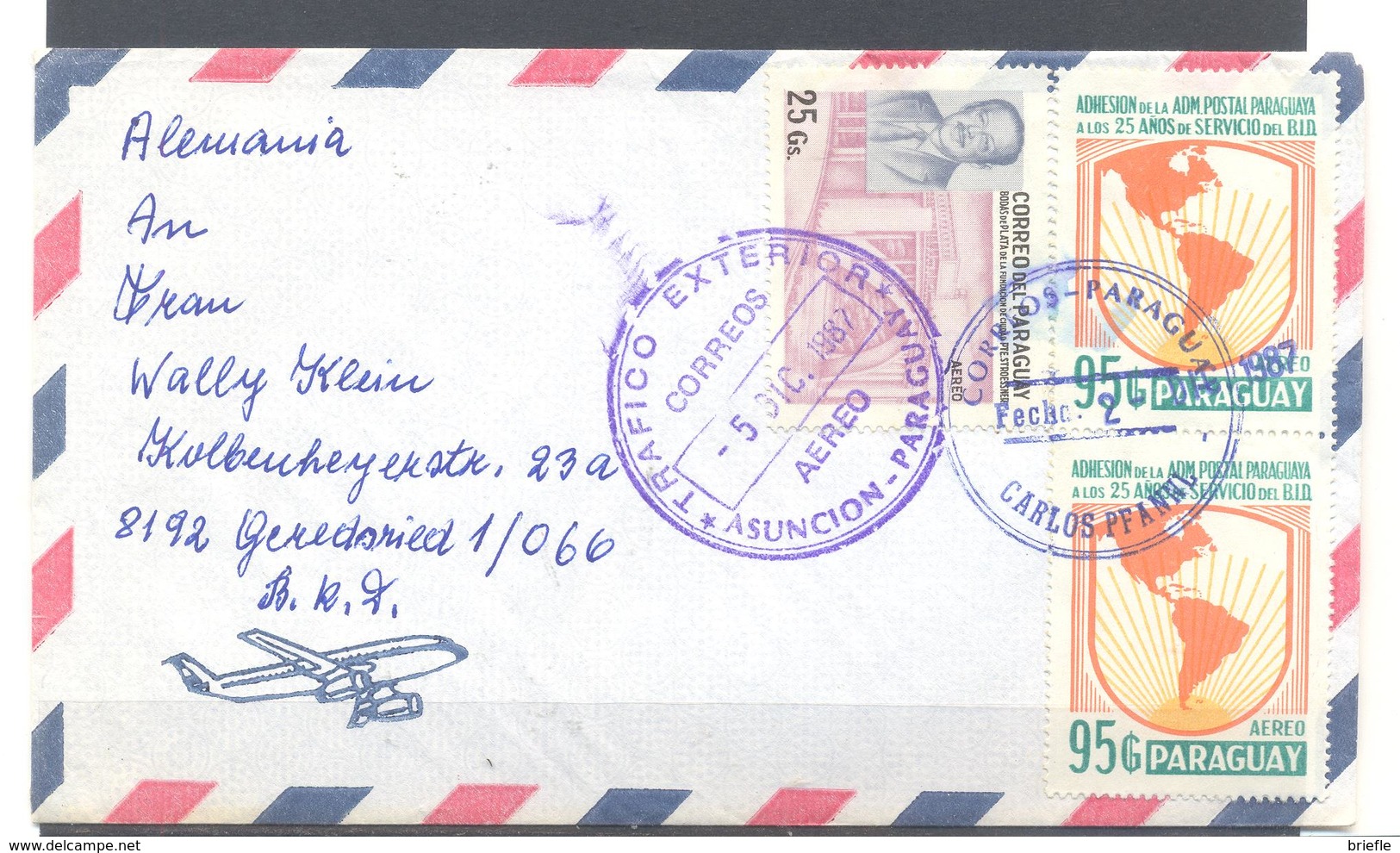 Brief Von Paraguay Nach Geredsried - Paraguay