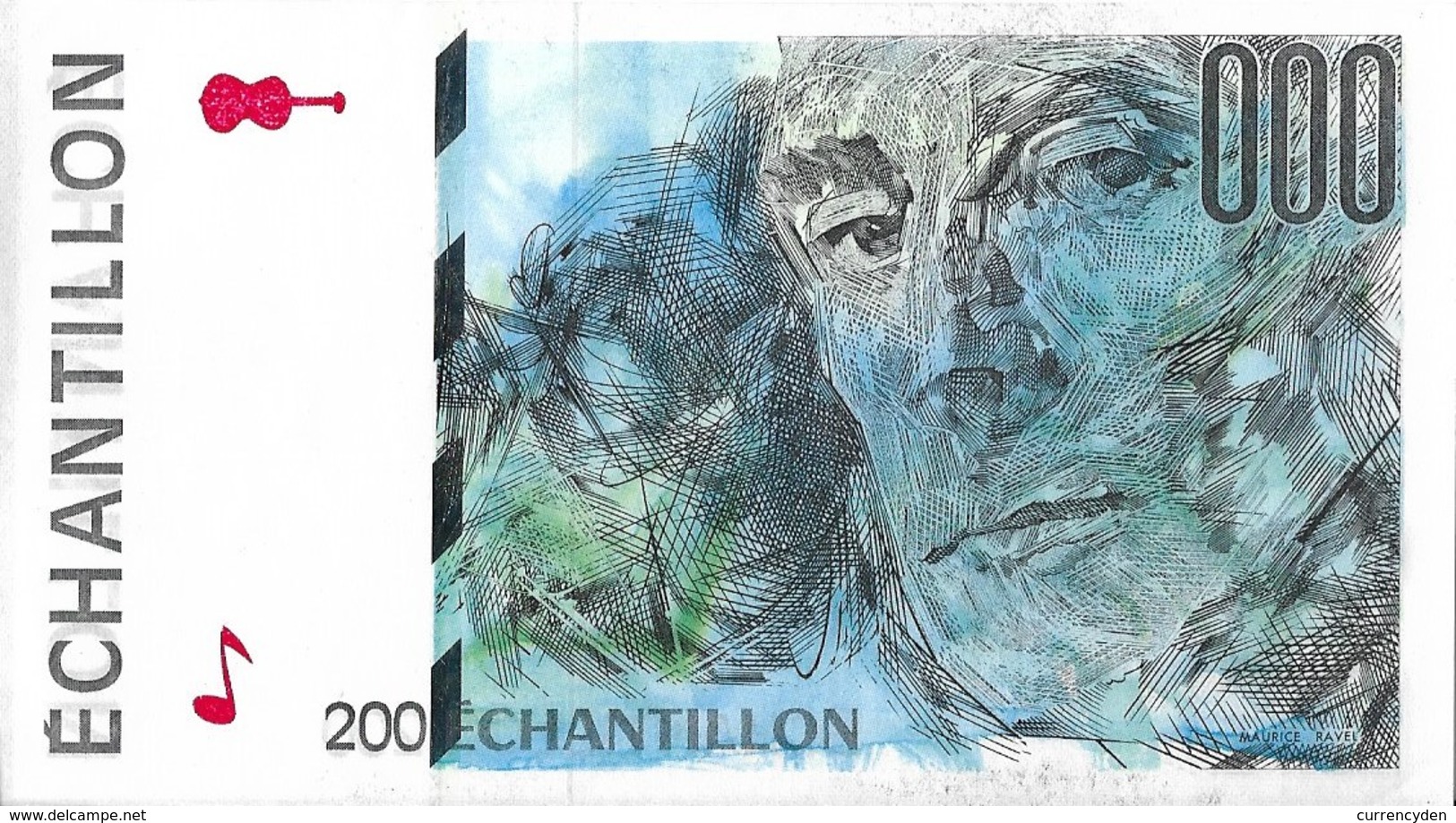 Test Note - FCO-333, 200 Echantillion, Oberthur - 3rd Largest Banknote Printer - Specimen