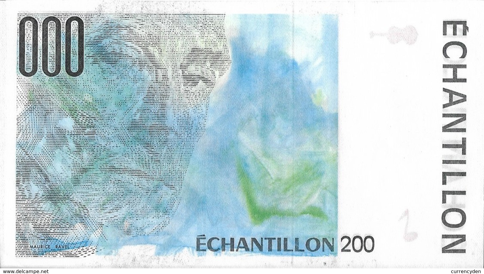 Test Note - FCO-333, 200 Echantillion, Oberthur - 3rd Largest Banknote Printer - Specimen