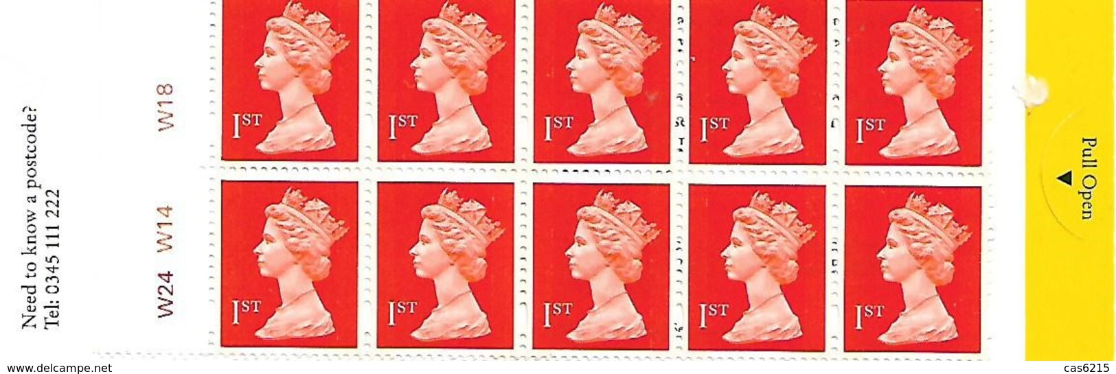 Grande-Bretagne Great Britain 1996 Elizabeth II 10 X 1 St (orange) Walsall , 1 Booklet Carnet Mnh - Carnets