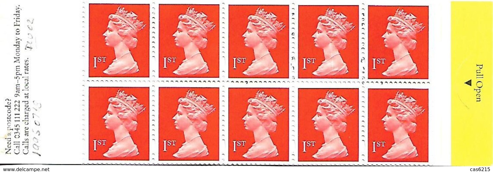 Grande-Bretagne Great Britain 1995 Elizabeth II 10 X 1 St (orange) Harrison ,1 Booklet Carnet Mnh - Carnets