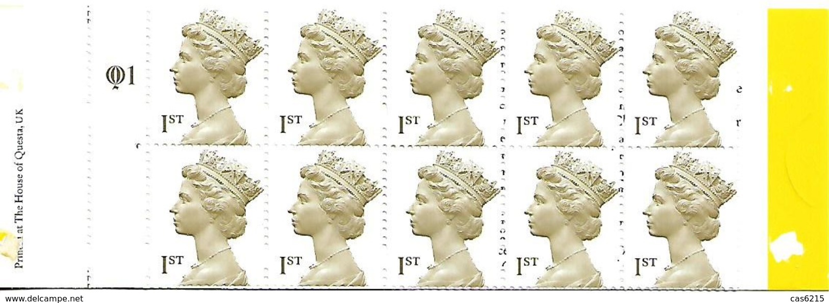 Grande-Bretagne Great Britain 2000 Elizabeth II 10 X 1 St (olive) House Questa, 1 Carnet Booklet Mnh - Carnets