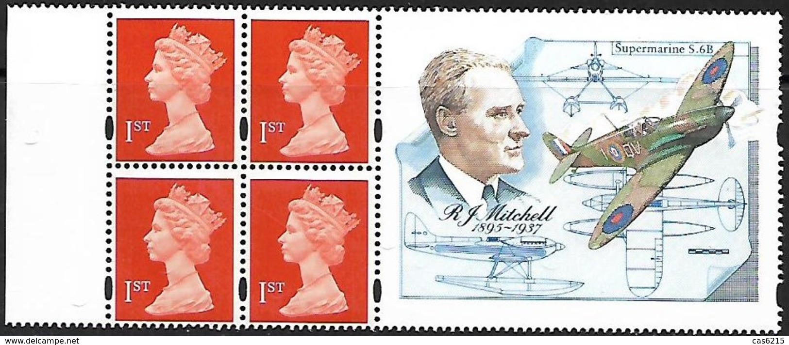 Grande-Bretagne Great Britain 1995  Booklet Pane 4 X 1 St + Label "R.J.Mitchell" Centenary  Mnh - Neufs