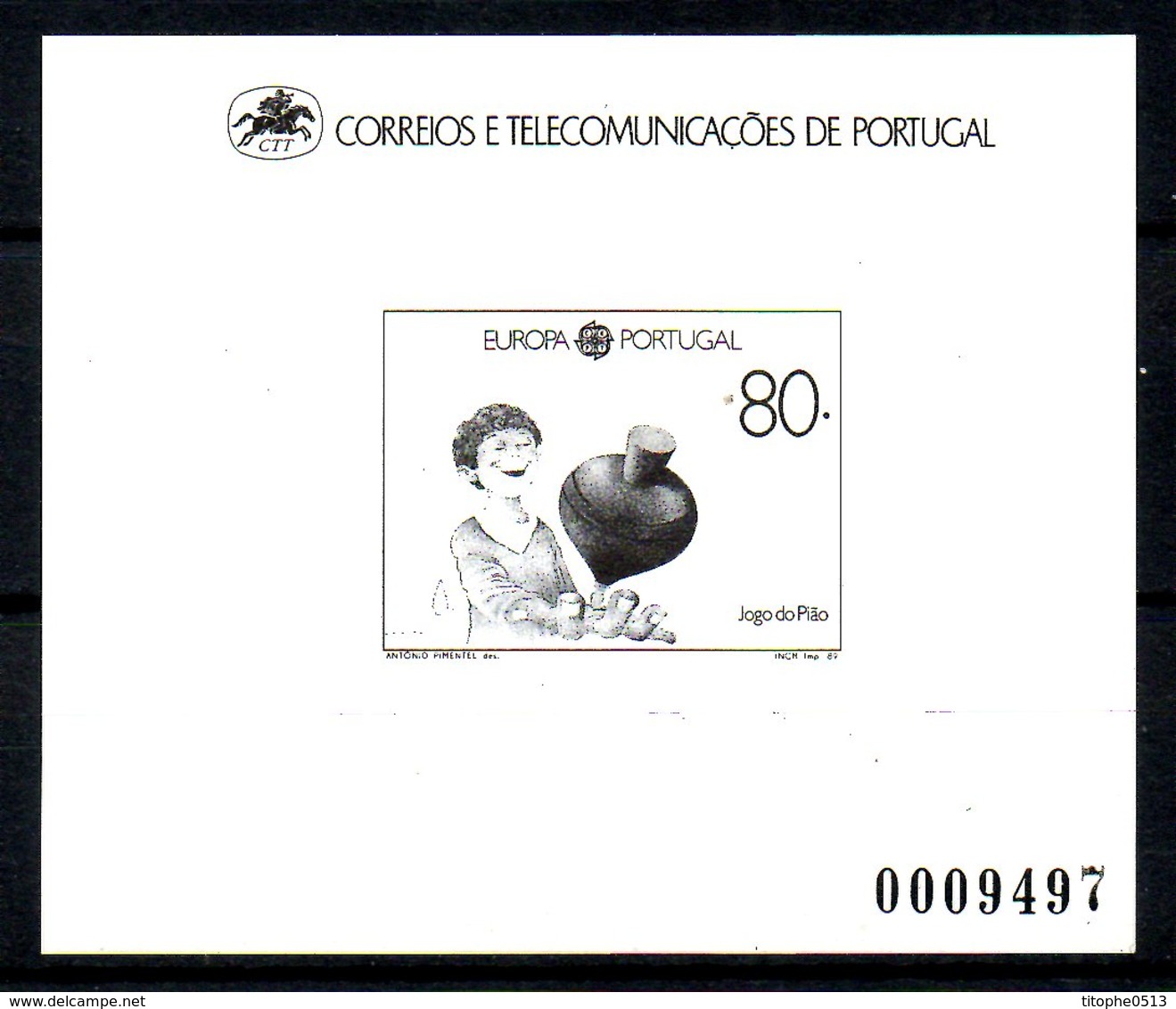 PORTUGAL. N°1763 De 1989 Sur épreuve En Noir Et Blanc. Jeux D'enfants/Toupies. - 1989