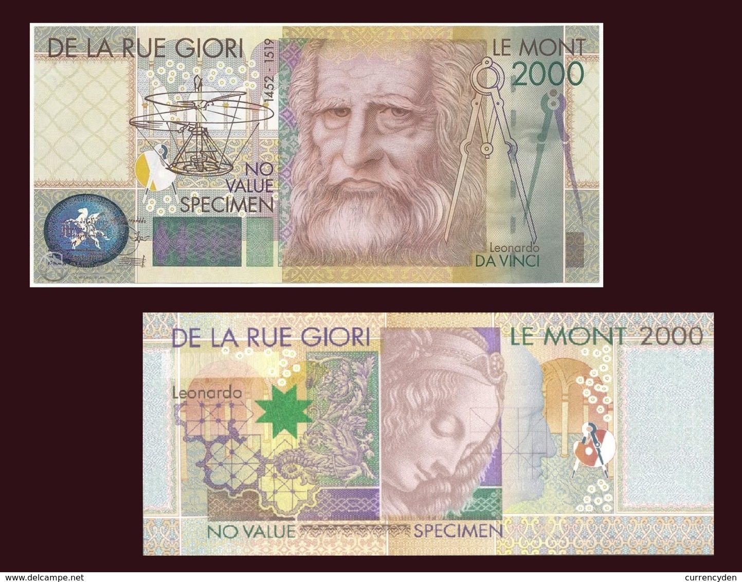 Test Note - Le Monte 2000, Da Vinci, Mona Lisa Specimen By Giori & Landquart UNC - Andere & Zonder Classificatie