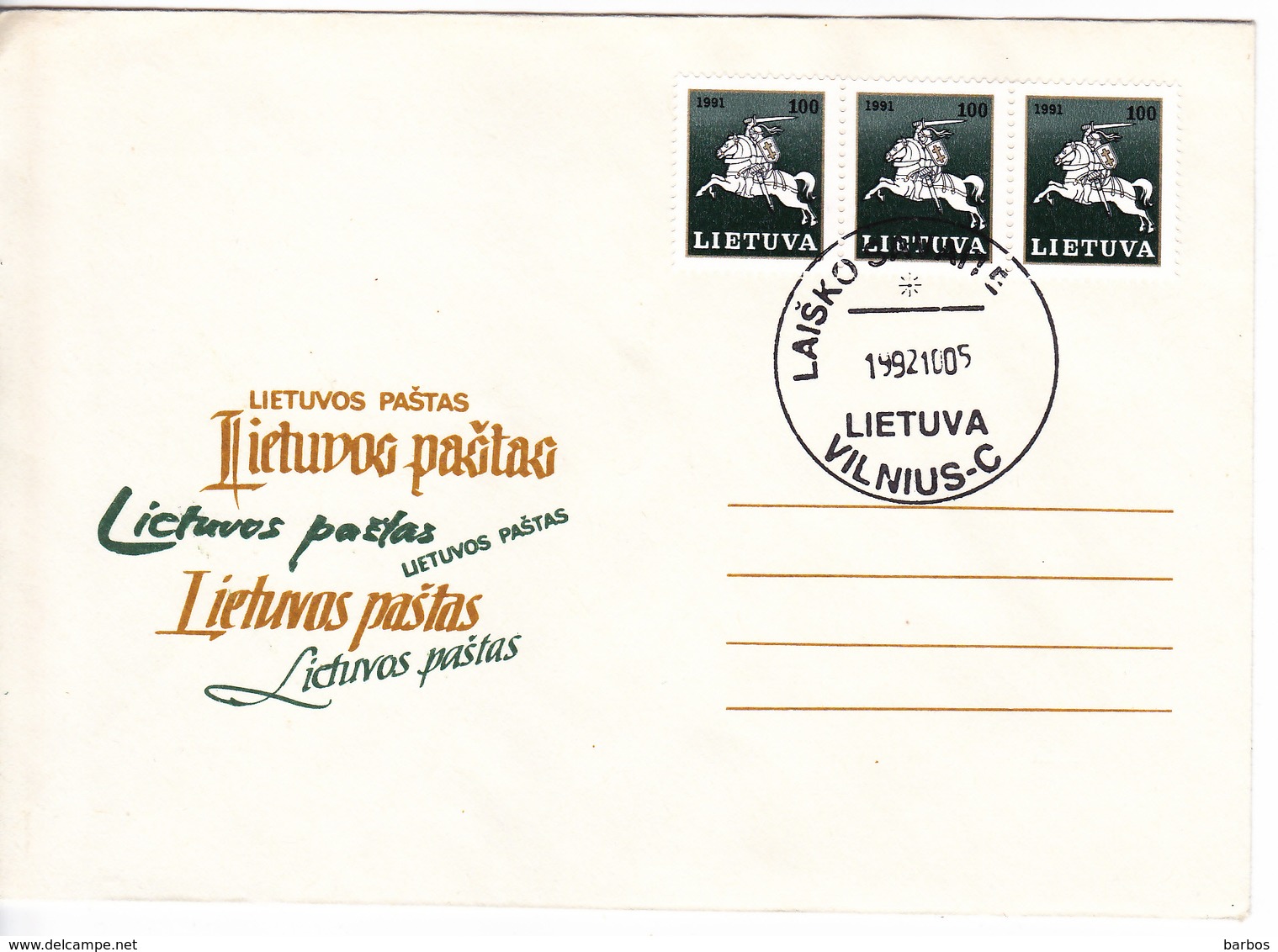 Lituanie   Lietuva 1992 , Lietuva Post , Special Cancell - Lithuania