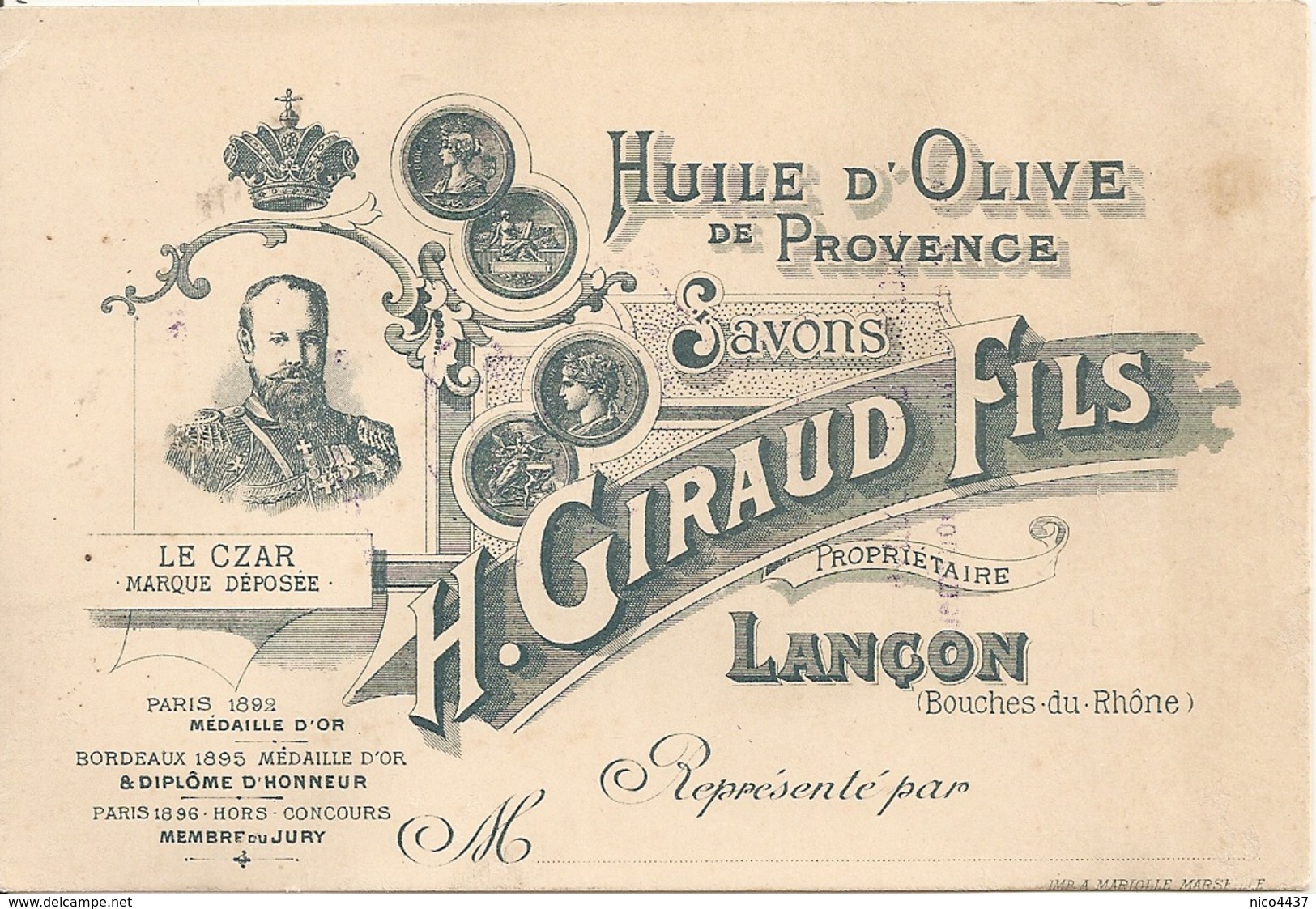 Carte Publicité Lançon Giraud Fils Huile D'olive De Provence - Altri & Non Classificati