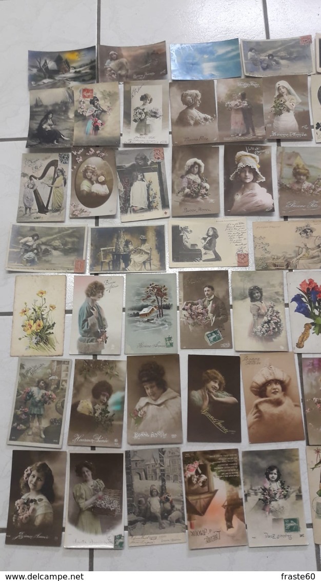 Lot De 55 CP  Sur Le Thème De La Femme, Jeunes Filles, Fêtes, Fleurs, Couples, Etc. - 5 - 99 Postcards