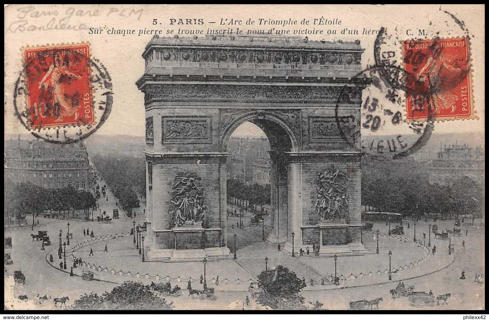 6723 Cachet Paris Plm Gare Banlieue 1920 Durtol Puy-de-Dome France Carte Postale (postcard) - 1877-1920: Semi Modern Period